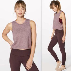Lululemon Box It Out Crop Top Tank Size 6 Heathered Oxblood Pink Red